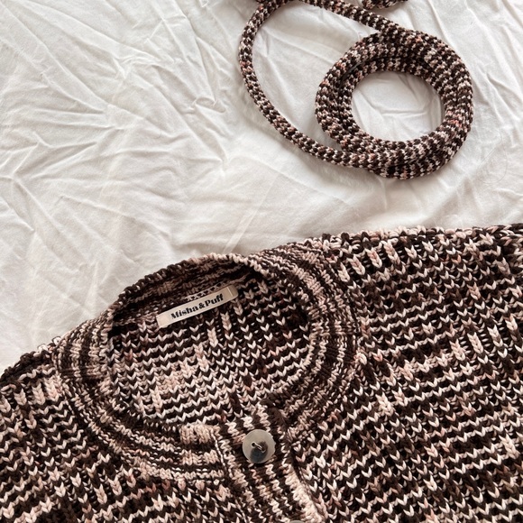 Misha & Puff Adult Fisherman Cardigan in Bark Space Dye * WITH matching belt - Picture 7 of 8